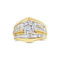14K Yellow Gold 2 - 1/3 Cttw Diamond Cluster Channel Set Chevron Shaped - Ontymer