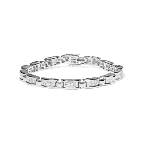 14K White Gold 3.0 Cttw Invisible Set Princess Cut Diamond Link and - Ontymer