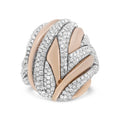 18K Rose and White Gold 1 7/8 Cttw Diamond and Gold Textured Dome - Ontymer