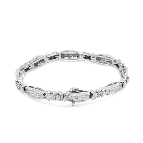 14K White Gold 2.0 Cttw Channel - Set Alternating Baguette and - Ontymer