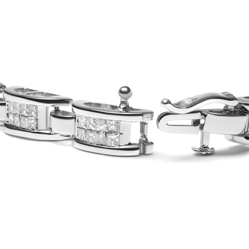 14K White Gold 3.0 Cttw Invisible Set Princess Cut Diamond Link and - Ontymer