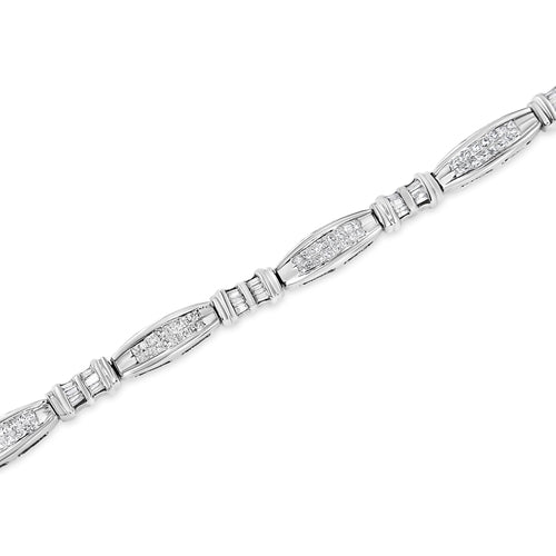 14K White Gold 2.0 Cttw Channel - Set Alternating Baguette and - Ontymer