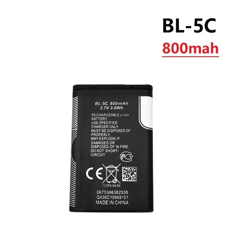1Pcs 3.7V 1020mAh Battery BL - 5C BL5C BL 5C Rechargeable Batteries For Nokia 2112 2118 2255 2270 2280 2300 2600 2610 3125 3230 - Ontymer