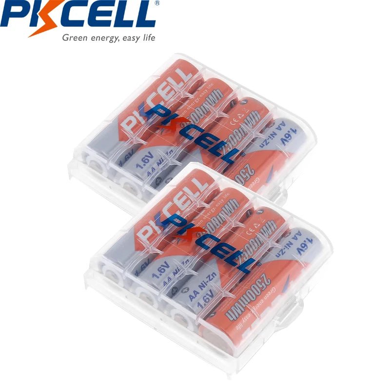 8Pcs/PKCELL AA NIZN battery 1.6V 2500MWH AA Rechargeable Battery 2A Batteries Baterias Bateria and 2Pcs AA Battery Hold Case Box - Ontymer