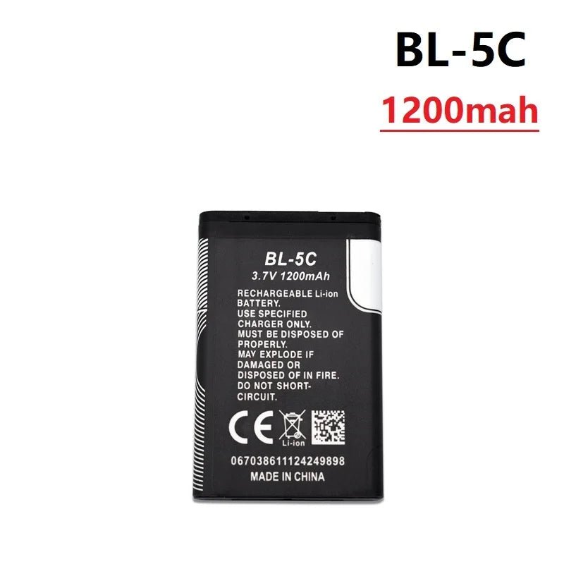 1Pcs 3.7V 1020mAh Battery BL - 5C BL5C BL 5C Rechargeable Batteries For Nokia 2112 2118 2255 2270 2280 2300 2600 2610 3125 3230 - Ontymer