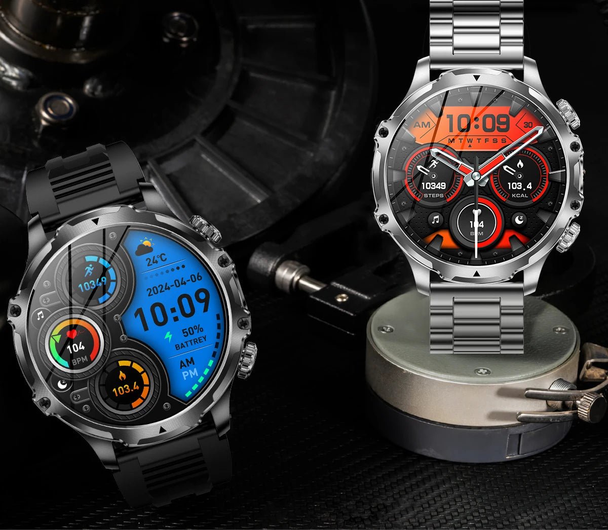 AK75 Smart Watch Flashlight 1.9inch Men Outdoors Sports Fitness Tracker 700mah Large Battery BT Calling LED Light Smartwatch - Ontymer