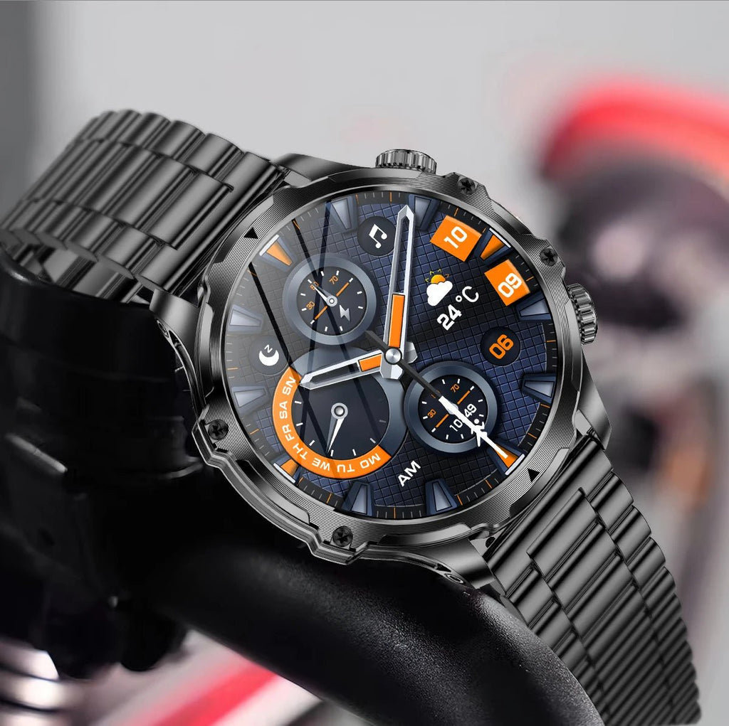 AK75 Smart Watch Flashlight 1.9inch Men Outdoors Sports Fitness Tracker 700mah Large Battery BT Calling LED Light Smartwatch - Ontymer