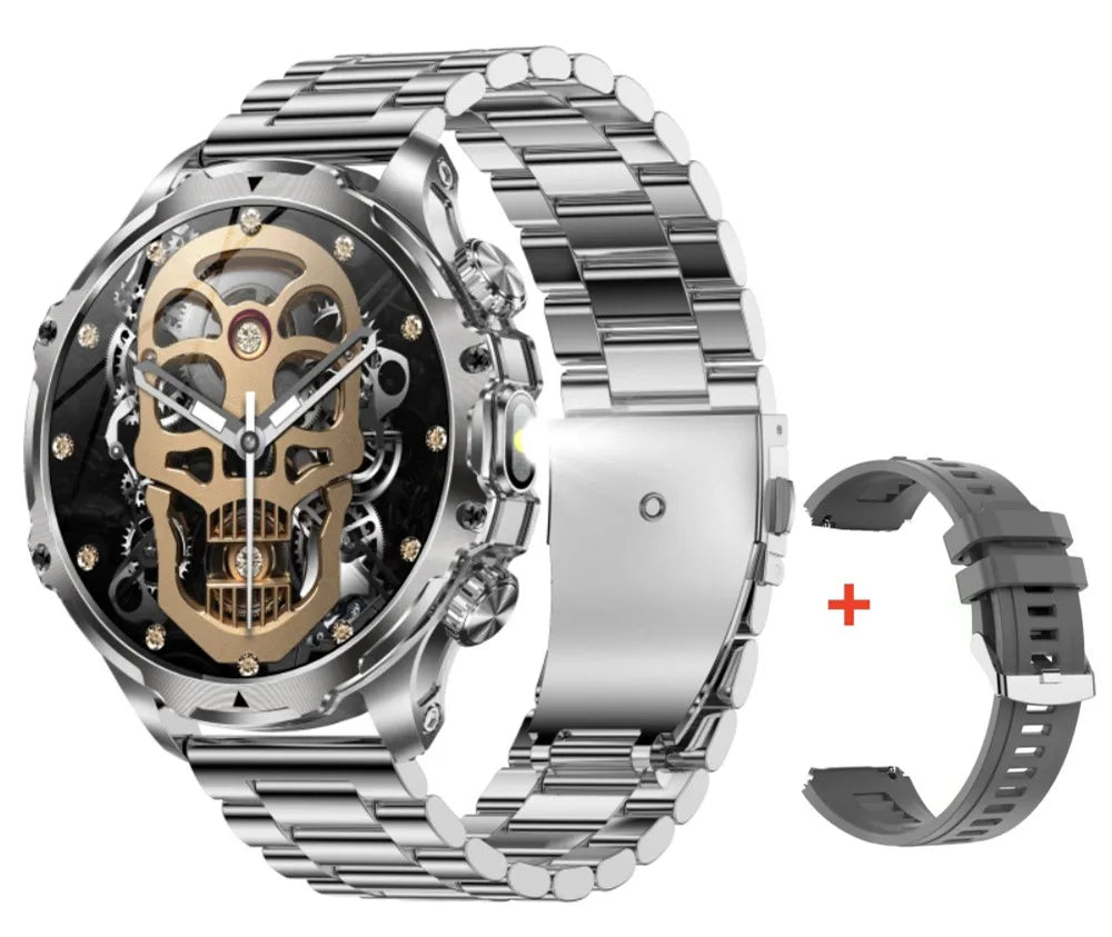 AK75 Smart Watch Flashlight 1.9inch Men Outdoors Sports Fitness Tracker 700mah Large Battery BT Calling LED Light Smartwatch - Ontymer