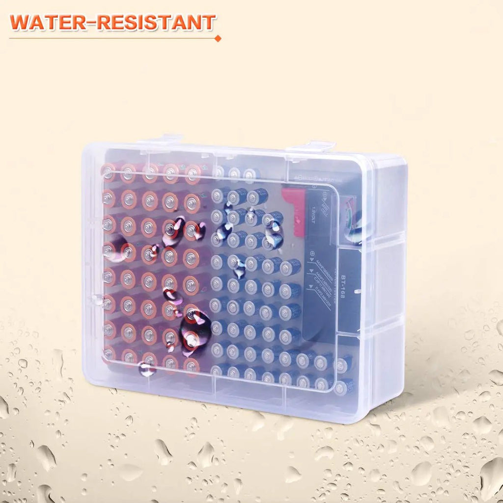 Battery Storage Organizer Box with Battery Tester, Garage Caddy Case Holder Container Bag Holds 90+ Batteries 40 AA - Ontymer