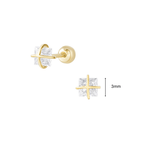 14K (58.5%) SOLID GOLD SQUARE SPHERE PIERCING - Ontymer