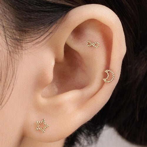 14K (58.5%) SOLID GOLD DOTTIE BOW TIE PIERCING - Ontymer