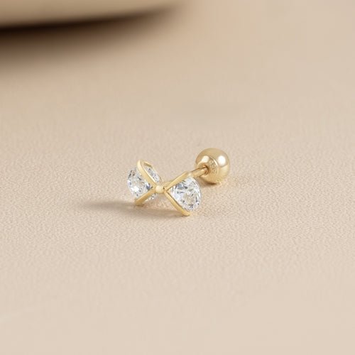 14K (58.5%) SOLID GOLD CUBIC BOW TIE PIERCING - Ontymer