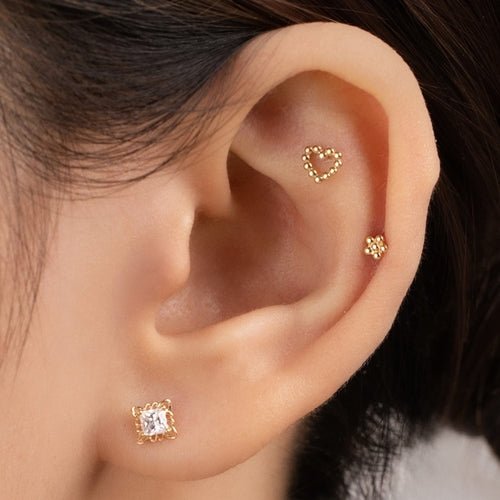14K (58.5%) SOLID GOLD DOTTIE HEART PIERCING - Ontymer