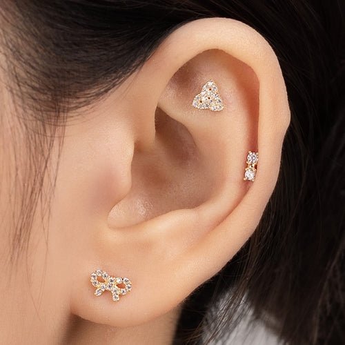 14K (58.5%) SOLID GOLD BRILLIANT TRIQUETRA PIERCING - Ontymer