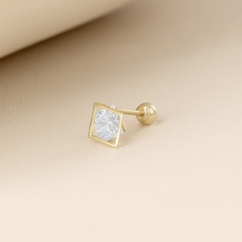 14K (58.5%) SOLID GOLD SQUARE PIERCING - Ontymer