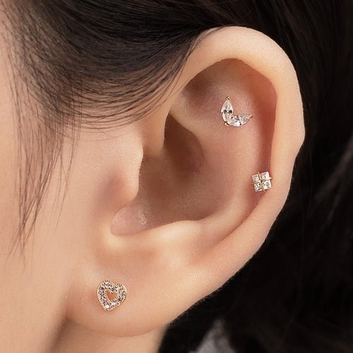 14K (58.5%) SOLID GOLD SQUARE SPHERE PIERCING - Ontymer