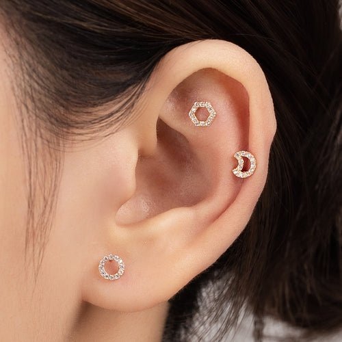 14K (58.5%) SOLID GOLD SPARKLING CIRCLE PIERCING - Ontymer