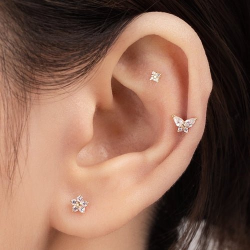 14K (58.5%) SOLID GOLD TINY SQUARE PIERCING - Ontymer