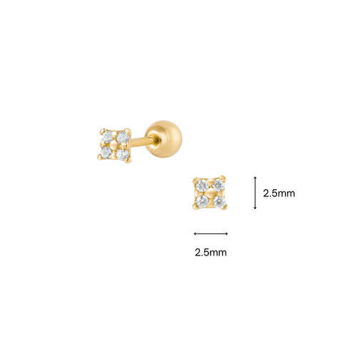 14K (58.5%) SOLID GOLD TINY SQUARE PIERCING - Ontymer