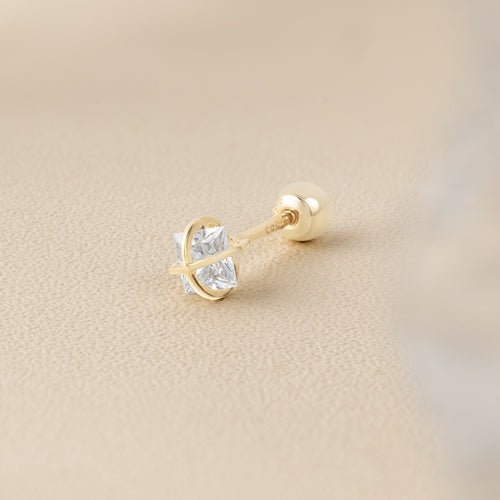 14K (58.5%) SOLID GOLD SQUARE SPHERE PIERCING - Ontymer