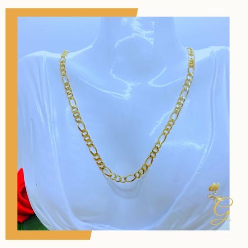 14K Real Solid Gold Chain - Mens Solid Figaro Chain 24” 4.7MM Width - Ontymer