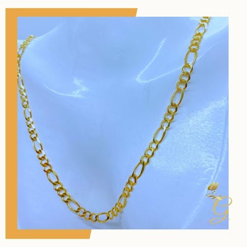 14K Real Solid Gold Chain - Mens Solid Figaro Chain 24” 4.7MM Width - Ontymer