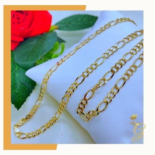 14K Real Solid Gold Chain - Mens Solid Figaro Chain 24” 4.7MM Width - Ontymer